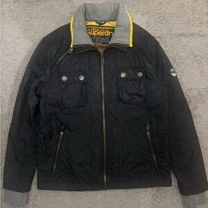 Superdry Quilted Jacket with Yellow Accents